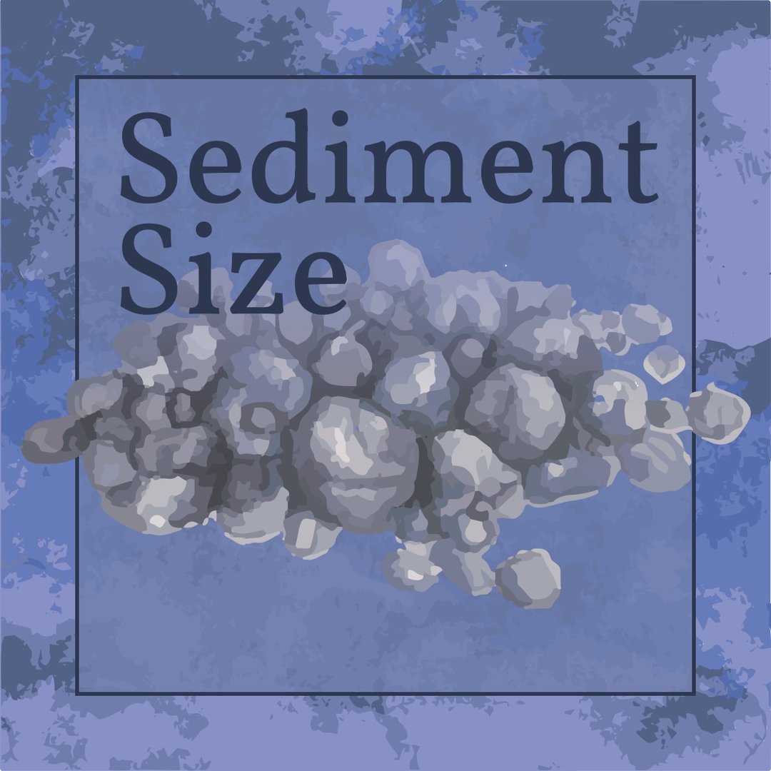 A watercolor image of different sized grains of sand.